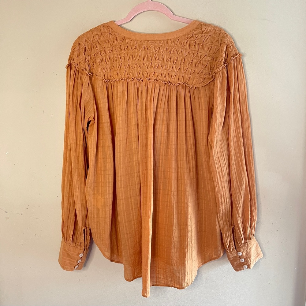 ❌FREE PEOPLE Marigold Cotton Button Down Oversized Top, SM (fits up to XL) - Picture 7 of 13